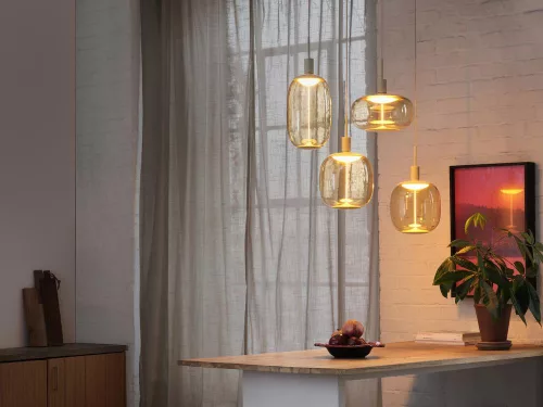 Dekoratív Mennyezeti Lámpa 4x E27 Bézs Dekor Tű Függeszték Osram