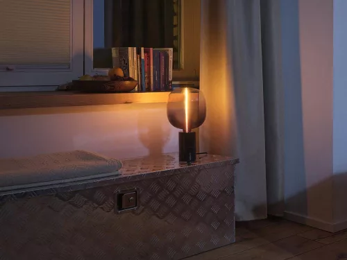 Asztali lámpa, dekoratív lámpatest, E27, fekete, szabályozható, dekor, márvány talpú asztali lámpa, Osram