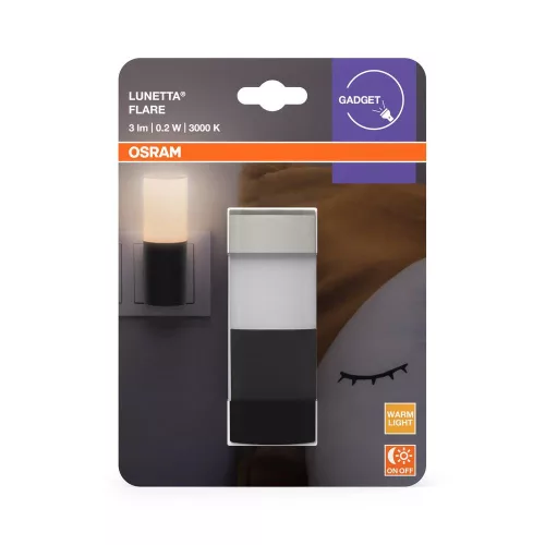 Éjszakai spotlámpa foglalattal 0.2W 3lm 3000K Meleg 360° Fekete Lunetta Osram