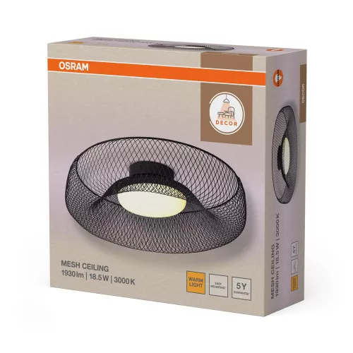 Függesztett mennyezeti lámpa 18,5 W 1130 lm 3000 K meleg 110° fekete dekor háló Osram