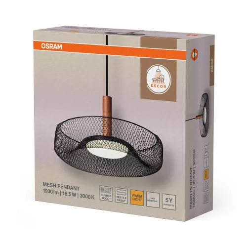 Függesztett mennyezeti lámpa 18,5 W 1160 lm 3000 K meleg 110° fekete dekor háló Osram