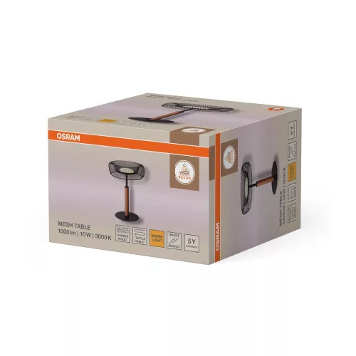 Asztali lámpa, dekoratív lámpatest, 10W, 640lm, 3000K, meleg, 110°, fekete, dekorháló, Osram