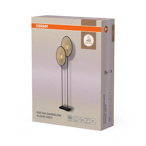 Álló-/asztali lámpa E27 bézs dekor rattan Osram