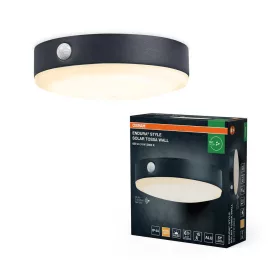   LED napelemes homlokzati fali lámpa, 6W, 500lm, 3000K, meleg fényű, napelemes, fekete, IP44, mozgás- és alkonyérzékelővel, Endura Style, Osram