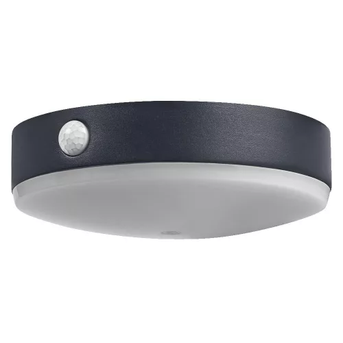 LED napelemes homlokzati fali lámpa, 6W, 500lm, 3000K, meleg fényű, napelemes, fekete, IP44, mozgás- és alkonyérzékelővel, Endura Style, Osram