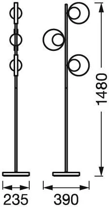 Állólámpa, álló, 3x G9, dekoratív fekete, Osram