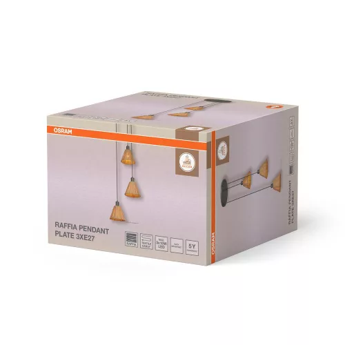 Függesztett lámpa, mennyezeti lámpatest, 3x E27, dekoratív barna zöld, Osram