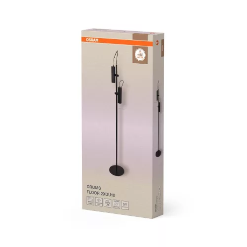 Állólámpa, 2 db GU10, dekoratív fekete, Osram