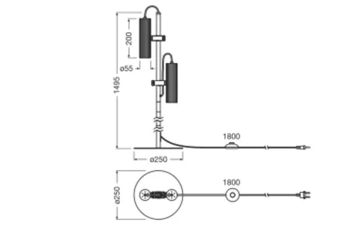 Állólámpa, 2 db GU10, dekoratív fekete, Osram