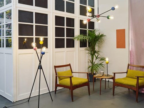 Állólámpa, 3x E27, dekoratív fekete, Osram