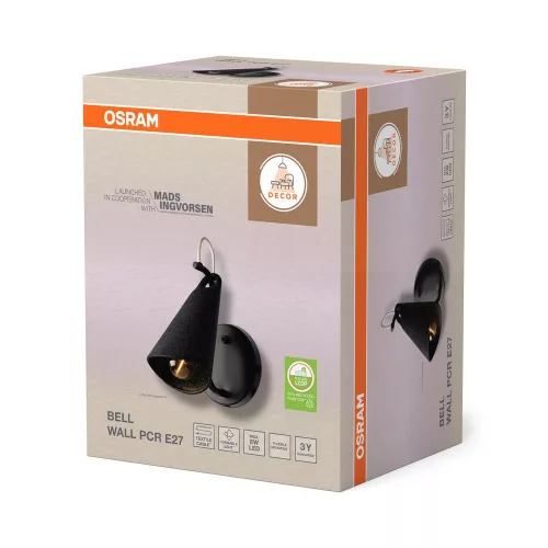 Fali lámpatest E27 Dekoratív Dekor Fekete Osram