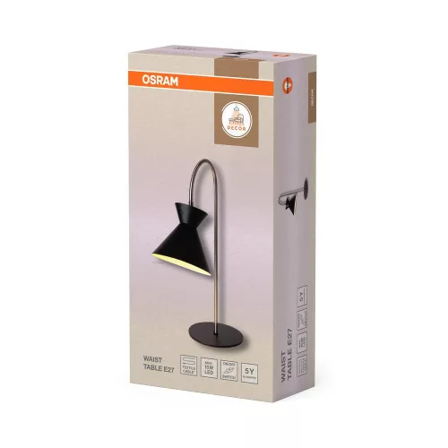 Osram asztali lámpa, asztali lámpa, E27, fekete, dekoratív dekoráció