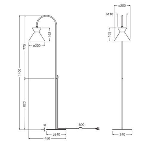 Állólámpa E27, dekoratív fekete dekoráció, Osram