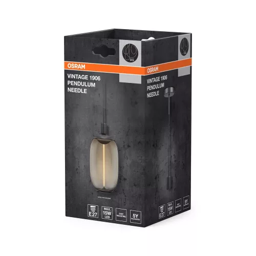 Mennyezeti függeszték lámpa E27 grafit Vintage 1906 Osram