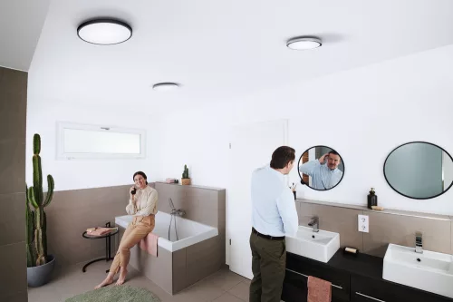 LED Mennyezeti Lámpa Felületre Szerelt Fürdőszobai Lámpatest 18W 1400lm 3000-6500K CCT Kerek Ezüst IP44 Smart+ WiFi Matter Orbis Osram