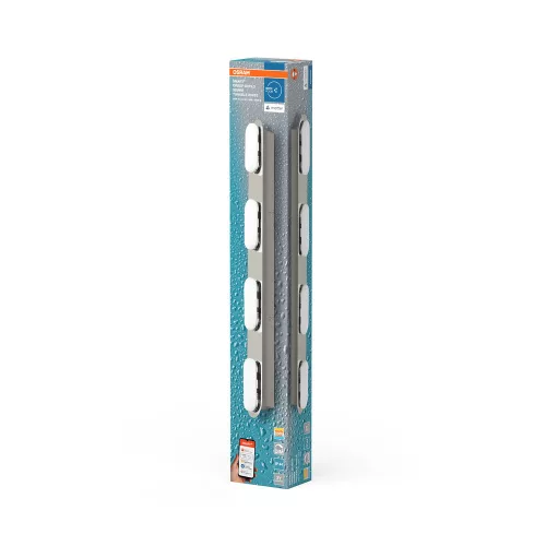 LED fürdőszobai lámpa, felületre szerelhető, 24W, 1900lm, 3000-6500K, CCT, téglalap alakú, ezüst, IP44, Smart+ WiFi, Matter Orbis, Osram