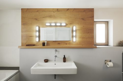 LED fürdőszobai lámpa, felületre szerelhető, 24W, 1900lm, 3000-6500K, CCT, téglalap alakú, ezüst, IP44, Smart+ WiFi, Matter Orbis, Osram