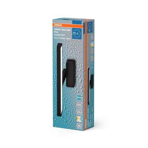 LED fürdőszobai tükör fali lámpa 7W 3000-4000K CCT 300lm fekete IP44 IK08 Orbis Osram