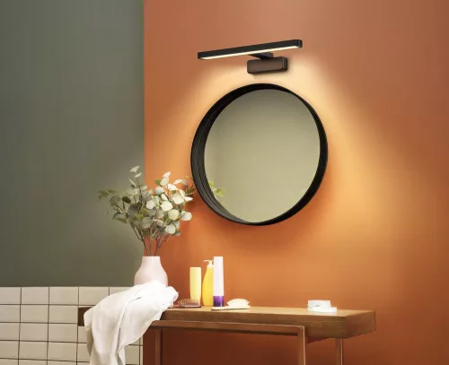 LED fürdőszobai tükör fali lámpa 7W 3000-4000K CCT 300lm fekete IP44 IK08 Orbis Osram