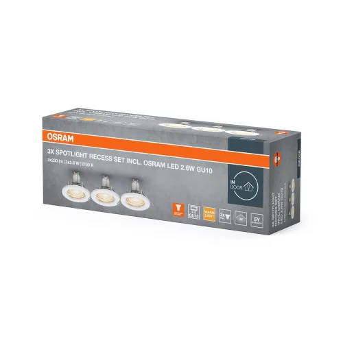 Süllyesztett LED spot lámpatest GU10 2.6W 2700K 230lm fehér Osram