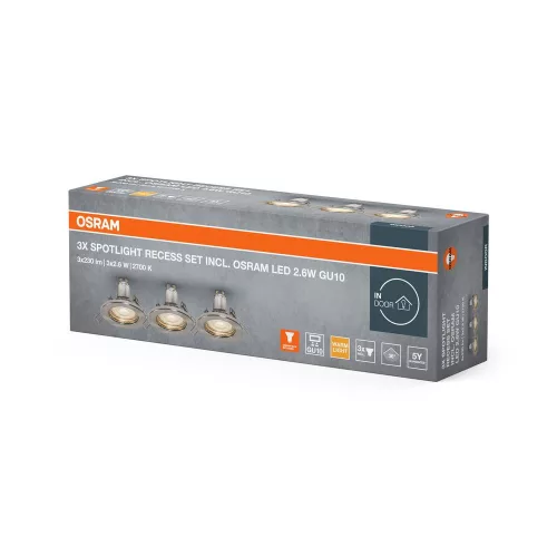 Süllyesztett LED spot lámpatest GU10 2.6W 2700K 230lm nikkel Osram