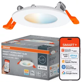   Kerek süllyesztett mennyezeti LED spot lámpatest 4.5W 3000-6500K CCT 240lm 110° dimmelhető fehér SMART WiFi Matter Osram