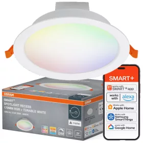   Kerek süllyesztett mennyezeti LED spot lámpa 12W 3000-6500K CCT RGB 1200lm 110° dimmelhető fehér SMART WiFi Matter Osram