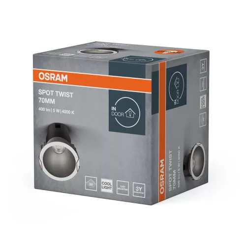 Süllyesztett LED spot lámpatest 5W 4000K semleges fényű 400lm fehér ezüst Twist Pro Osram
