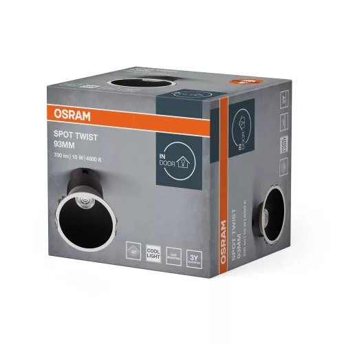 Süllyesztett LED spot lámpatest 10W 4000K semleges fényű 700lm fehér fekete Twist Pro Osram