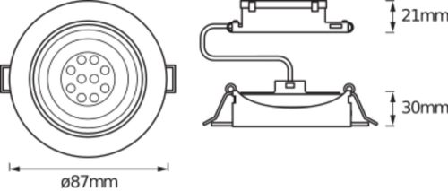 3 db-os süllyesztett halogén LED mennyezeti spotlámpa, kerek, 4,9 W, 400 lm, 2700 K, meleg, szabályozható fehér, süllyesztett, Osram