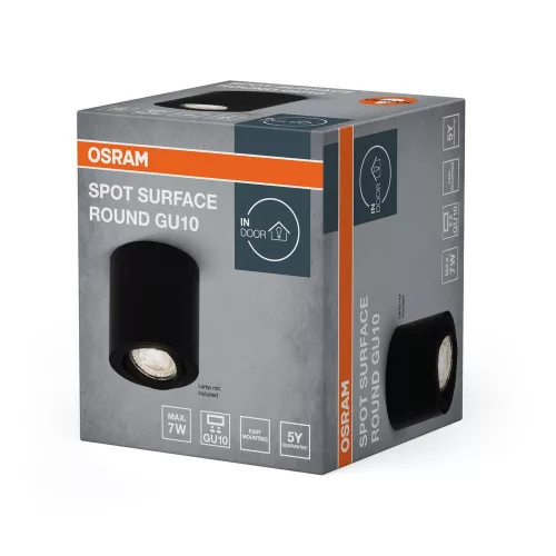 Mennyezeti lámpatest felületre szerelhető GU10 kerek fekete Surface Round Osram