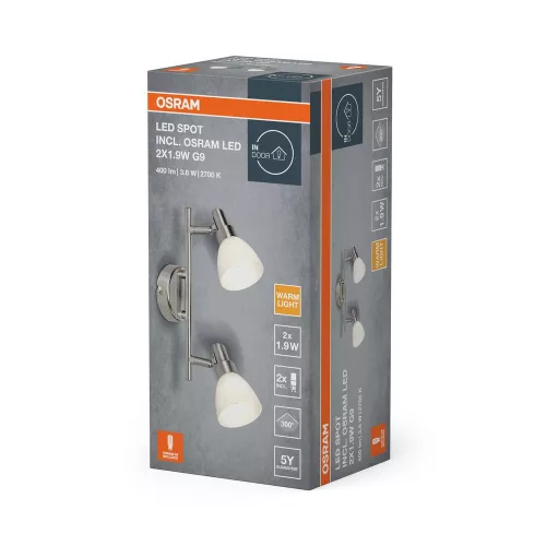 Mennyezeti lámpa SPOT TUBA Reflektor lámpatest G9 7.6W 2700K meleg fényű 400lm ezüst Spot Osram