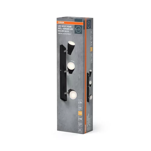 Mennyezeti lámpa SPOT TUBA Reflektor lámpatest GU10 12.9W 2700K meleg fényű 630lm fekete Spot Pear Osram