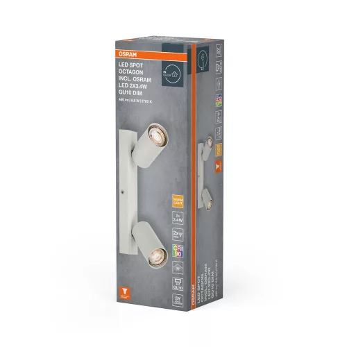 Mennyezeti lámpa SPOT TUBA Reflektor lámpatest GU10 6.8W 2700K meleg fényű 460lm fehér Spot Octagon Osram