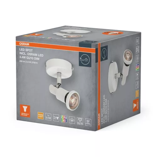 Mennyezeti lámpa SPOT TUBA Reflektor lámpatest GU10 3.4W 2700K meleg fényű 230lm fehér Osram