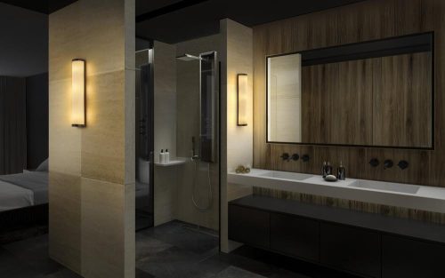 Fürdőszobai fali lámpa, E14, IP44, fekete, Osram fürdőszobai lámpa