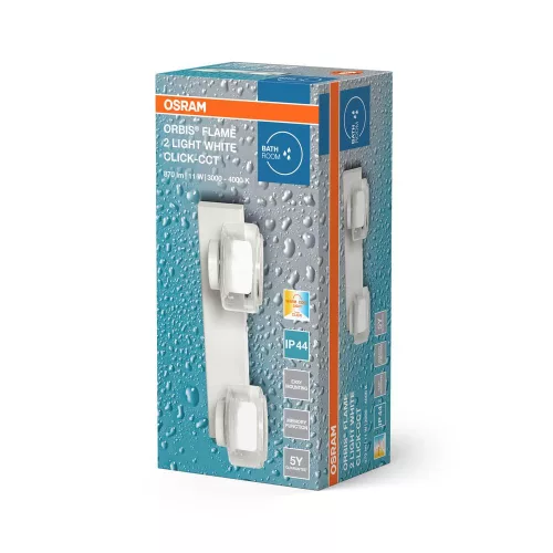 Fürdőszobai LED fali spotlámpa 11W 3000-4000K CCT 700lm, fehér IP44 Orbis Osram