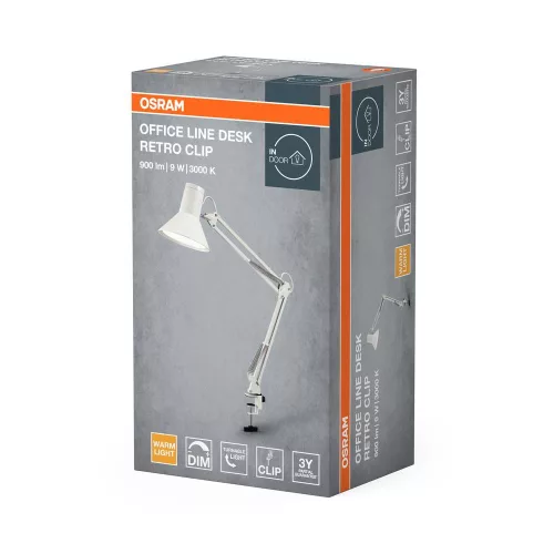 Iskolai asztali rajzlámpa LED lámpatest, dimmelhető, 9W 3000K 617lm, fehér Office Line Osram