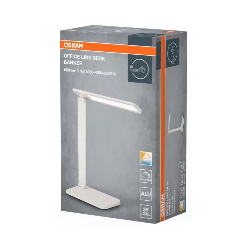 Iskolai asztali rajzlámpa LED lámpatest, dimmelhető, 7W 3000-6500K CCT 528lm, fehér Office Line Osram