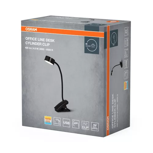 Iskolai asztali rajzlámpa LED lámpatest, dimmelhető, 4.8W 3000-6500K CCT 221lm, fekete Office Line Osram