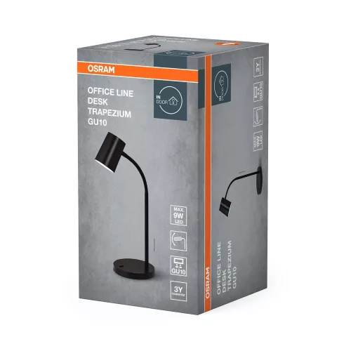 Iskolai asztali rajzlámpa GU10 lámpatest, fekete Office Line Osram