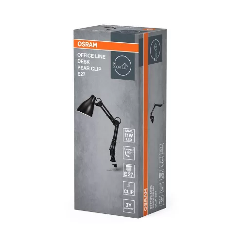 Iskolai asztali rajzlámpa E27 lámpatest, fekete Office Line Osram