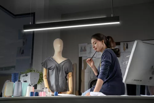 LED Függesztett Mennyezeti Lámpa Irodai Világításhoz, Szabályozható Fényerejű 42W 4000K Semleges 4400lm Fekete Office Line Osram
