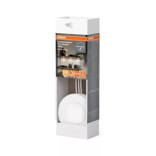 Hordozható szekrény alatti bútor LED lámpa, dimmelhető, 8.5W 3000K meleg fényű 390lm, fehér Spot Magnet Osram