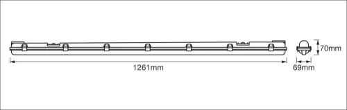 Lineáris világítási lámpatest G13 15W 4000K semleges fényű 1700lm szürke IP65 Submarine Osram