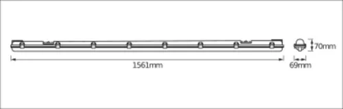 Lineáris világítási lámpatest G13 19W 4000K semleges fényű 2050lm szürke IP65 Submarine Osram