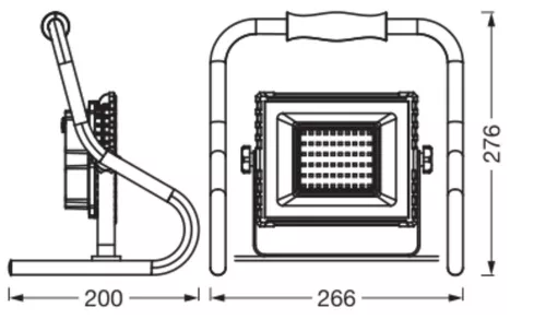 Kültéri LED reflektor akkumulátoros 20W 4000K semleges fehér 1600lm narancssárga IP44 Worklights Osram