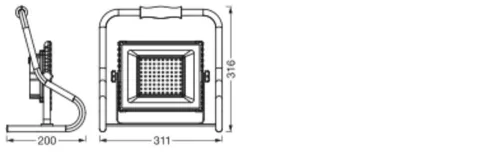Kültéri LED reflektor akkumulátoros 30W 4000K semleges fehér 2400lm narancssárga IP44 Worklights Osram
