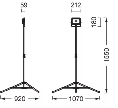 Kültéri LED reflektor állványon akkumulátoros dimmelhető 20W 6500K hideg fehér 2000lm fekete IP54 Worklights Osram