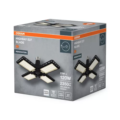 Ipari LED High Bay lámpatest E27 4000K semleges fényű 2350lm, fekete Blade Osram